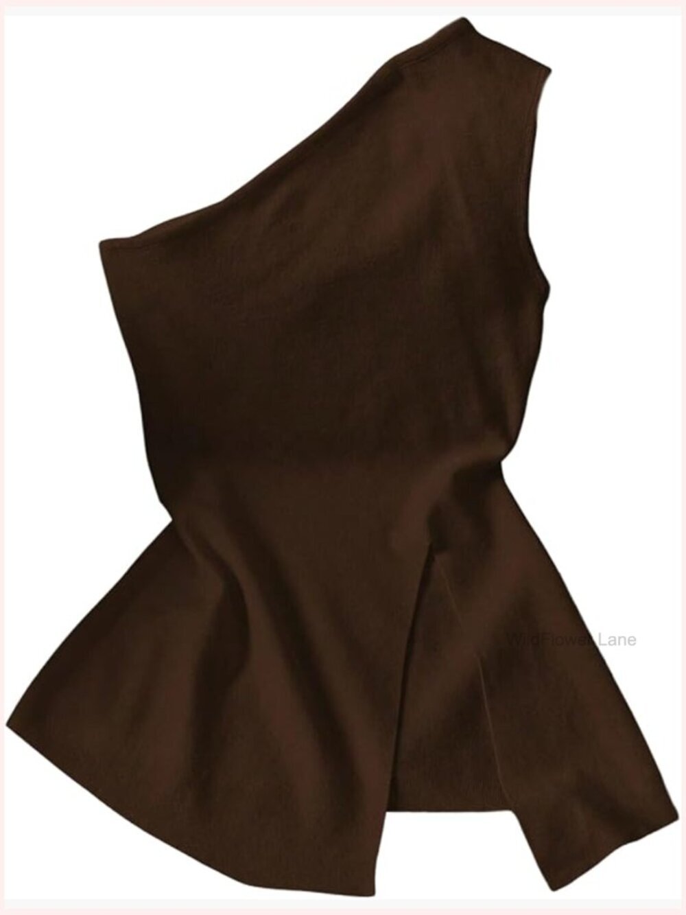 Asymmetrical One Shoulder Ruffle Peplum Side Slit Sleeveless Blouse Going Out